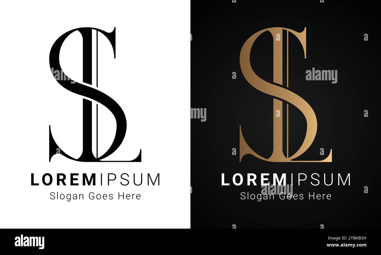 Luxury Initial SL or LS Monogram Text Letter Logo Design Stock Vector