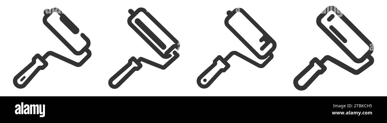 Vector icon set, pack, collection of a paint roller on white background ...