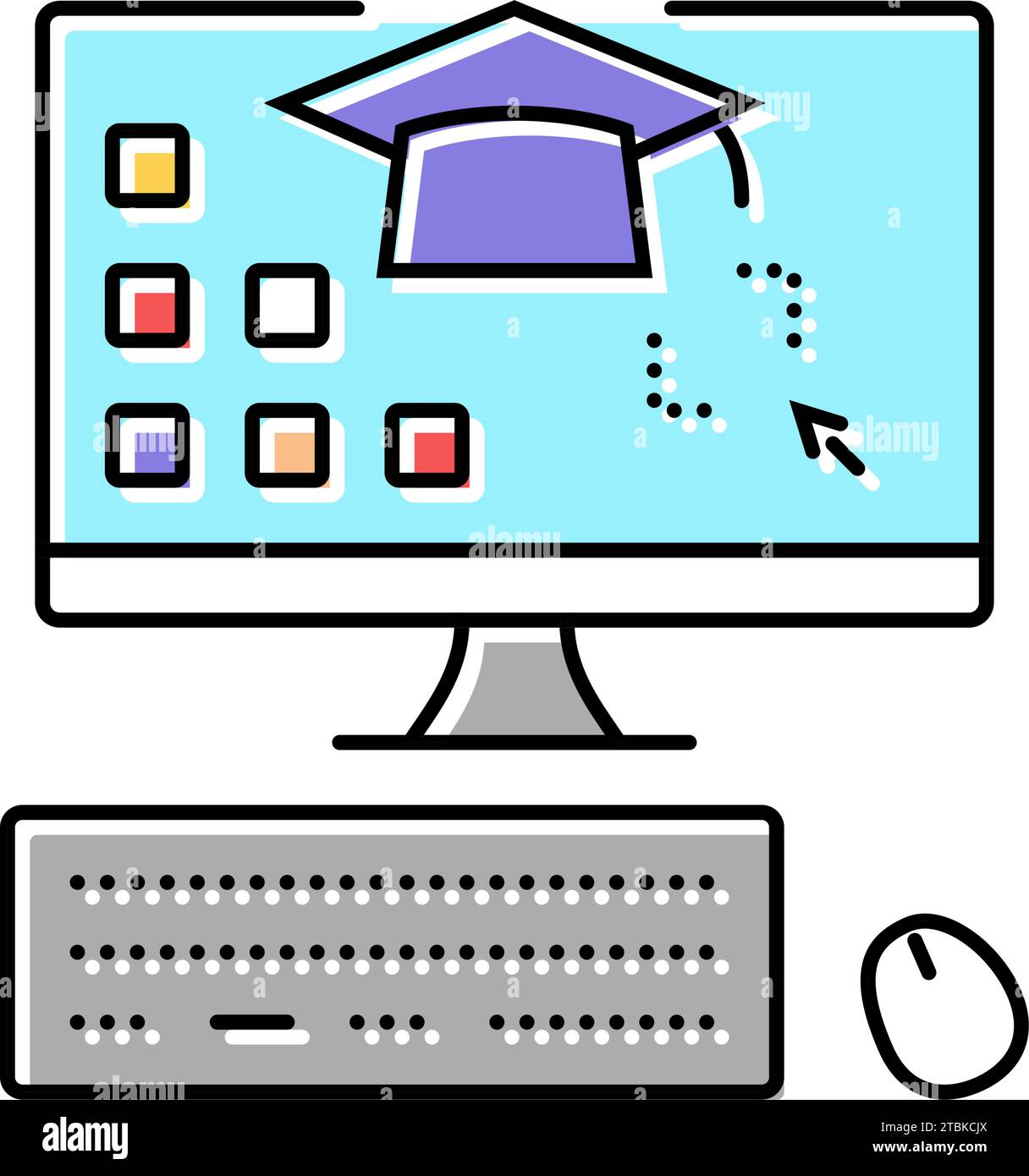 computer skills primary school color icon vector illustration Stock Vector