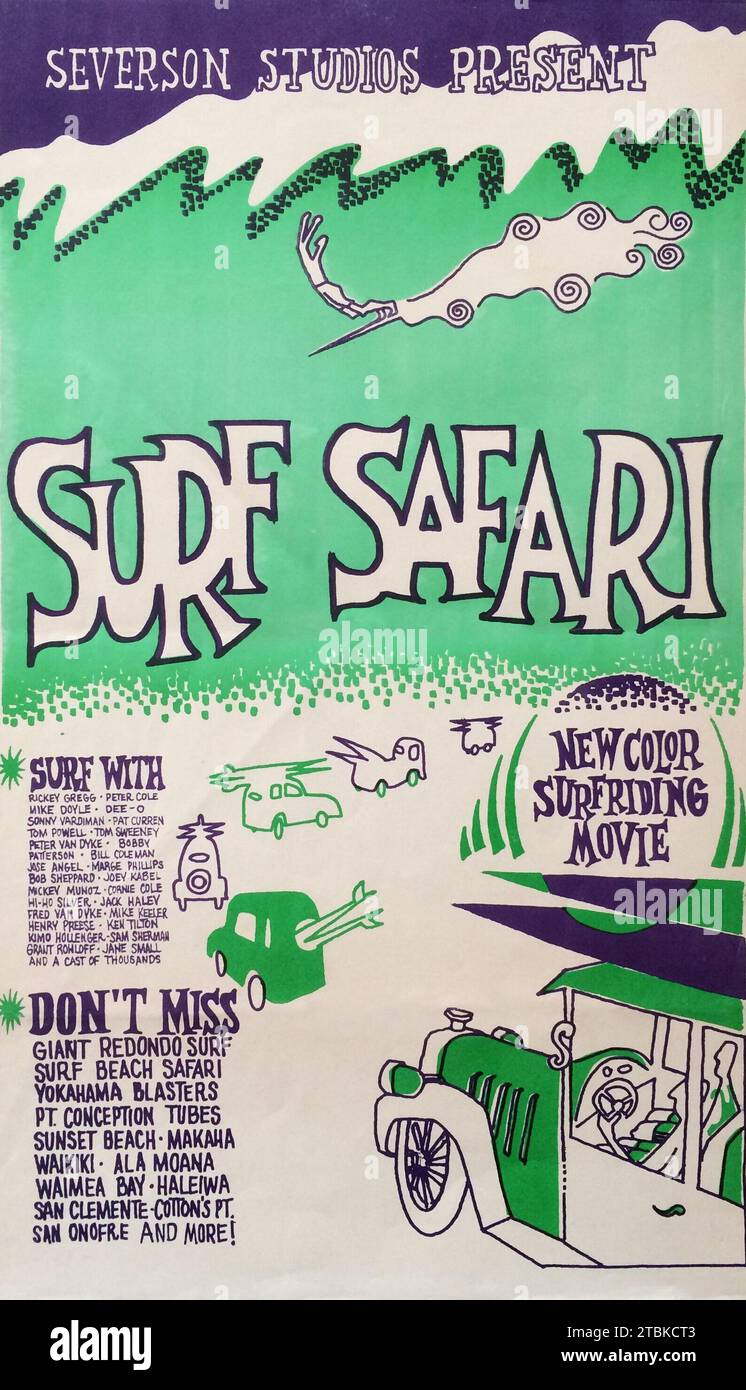 '1960 movie promotional ''poster'' for the film ''Surf Safari.''' Stock Photo