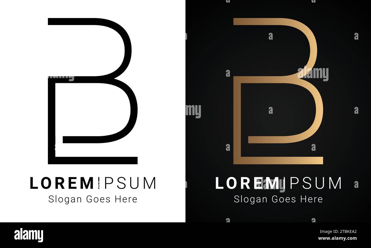 Luxury Initial LB or BL Monogram Text Letter Logo Design Stock Vector
