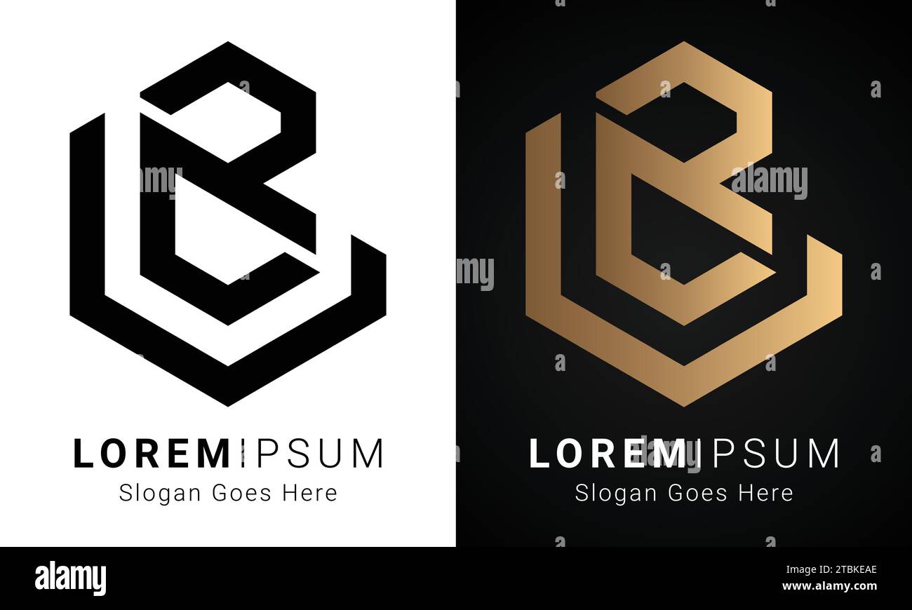 Luxury Initial LB or BL Monogram Text Letter Logo Design Stock Vector