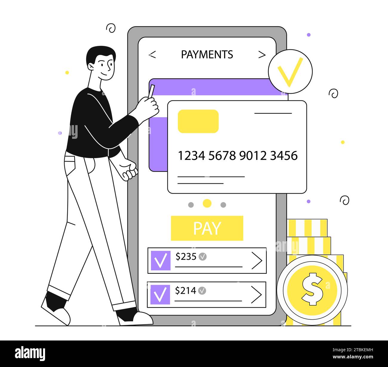 Payment online vector outline concept Stock Vector Image & Art - Alamy