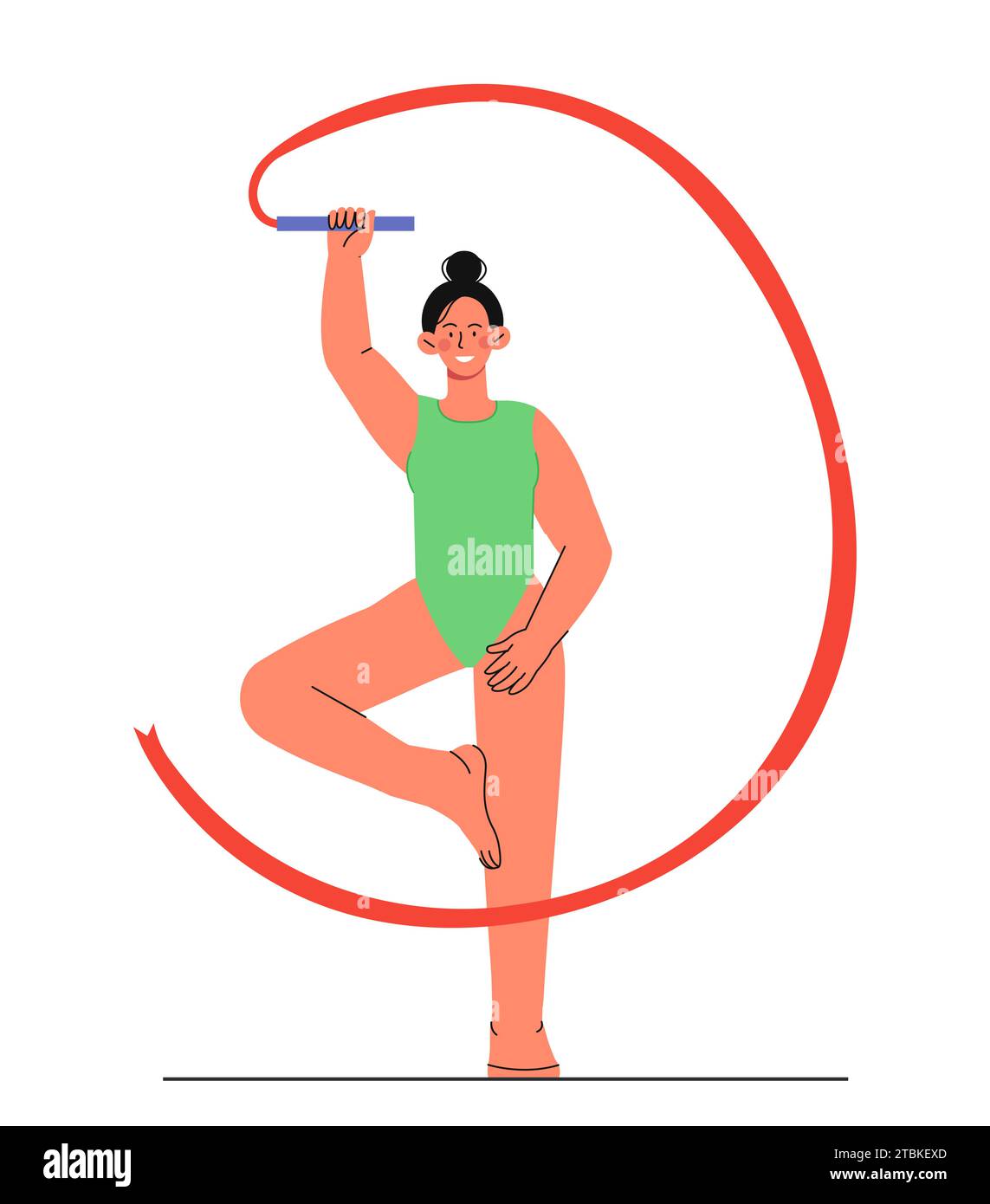 Woman gymnast with red ribbon vector Stock Vector Image & Art - Alamy