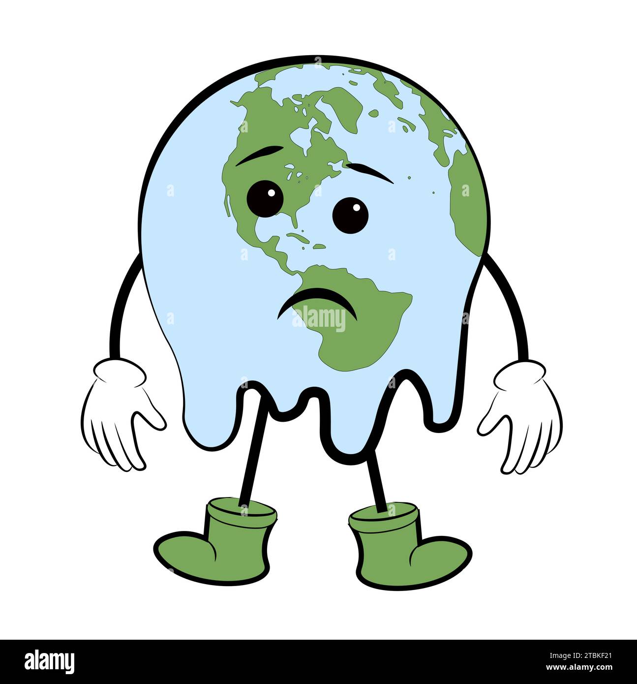 Planet with arms and legs on white background Stock Vector