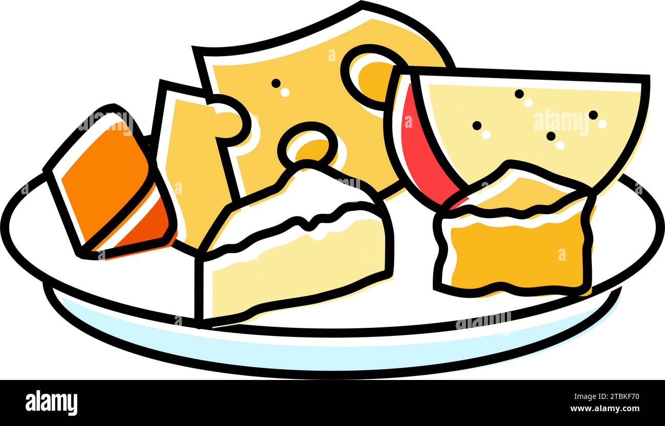 cheese platter french cuisine color icon vector illustration Stock ...
