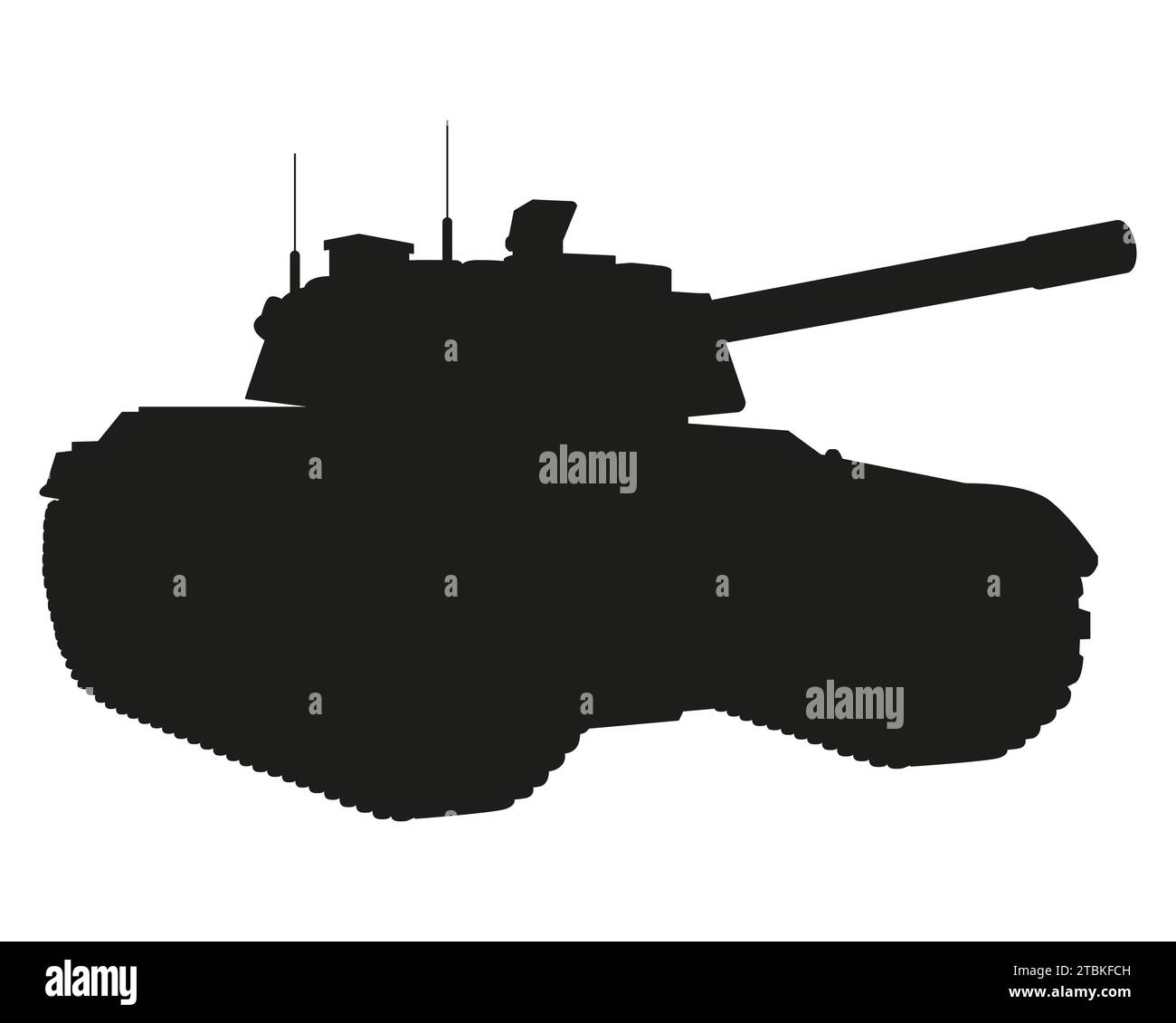 Main battle tank black silhouette. Armored fighting vehicle. Special