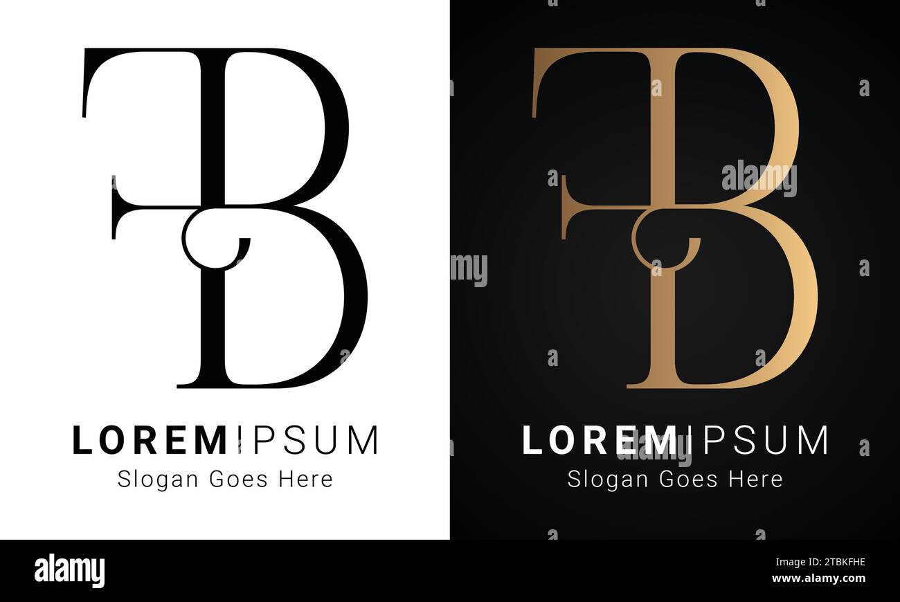 Luxury Initial FB or BF Monogram Text Letter Logo Design Stock Vector