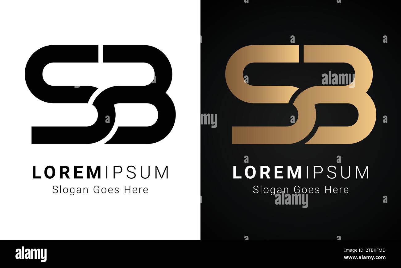 Luxury Initial SB or BS Monogram Text Letter Logo Design Stock Vector