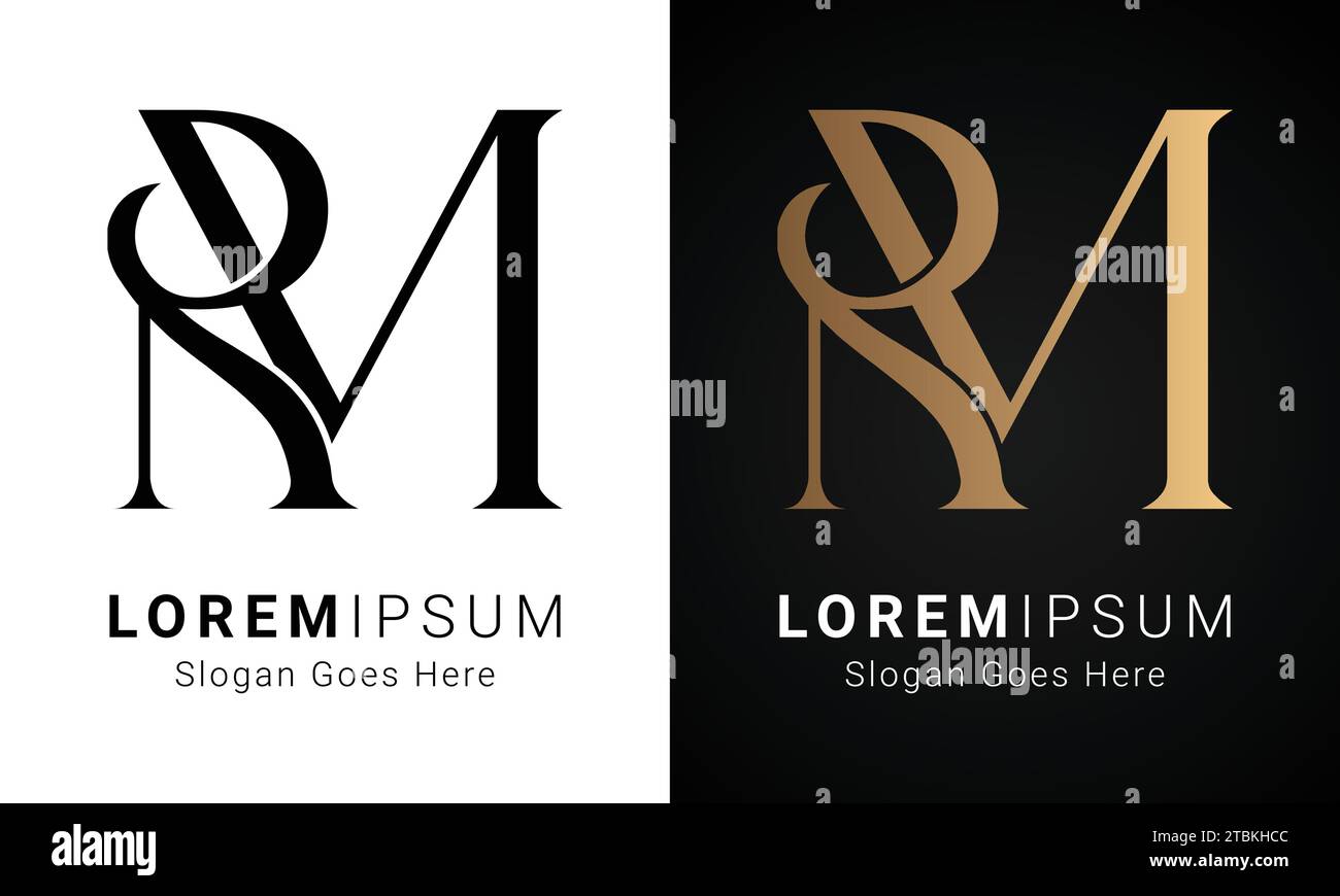 Luxury Initial RM or MR Monogram Text Letter Logo Design Stock Vector
