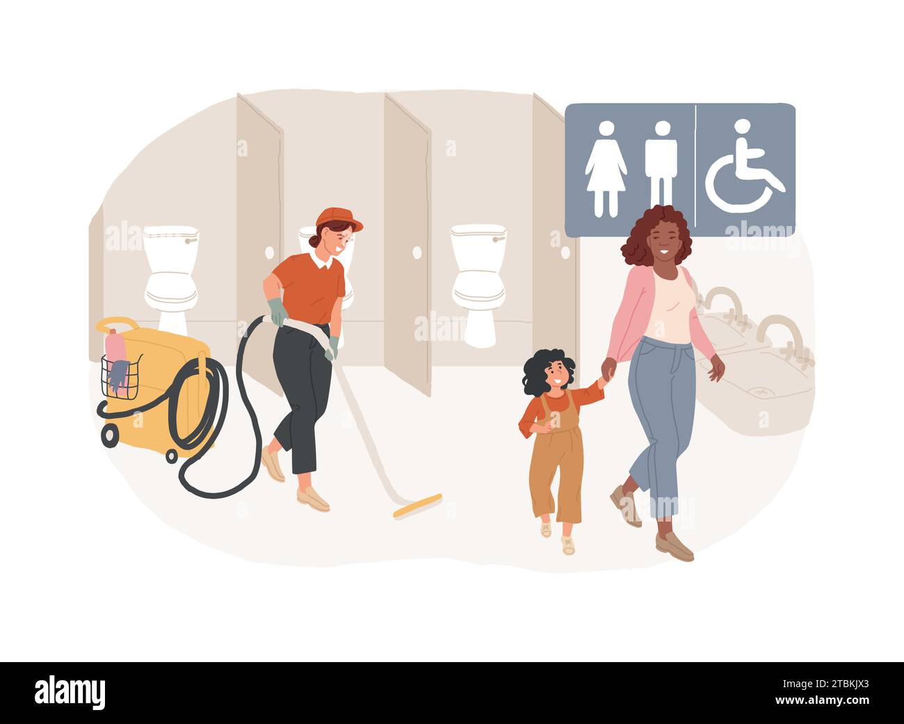 Public restrooms isolated concept vector illustration. Restrooms