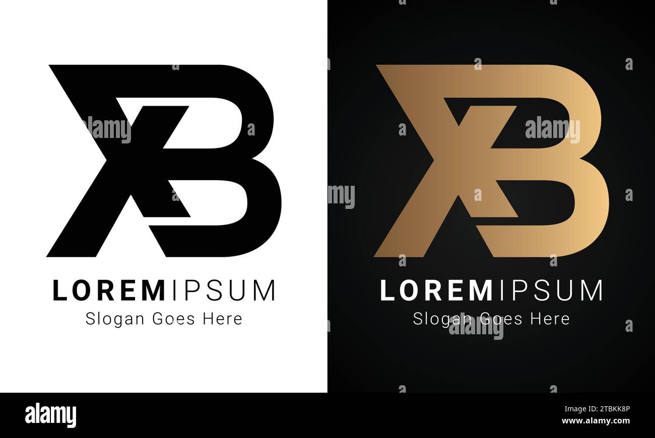 Luxury Initial XB or BX Monogram Text Letter Logo Design Stock Vector