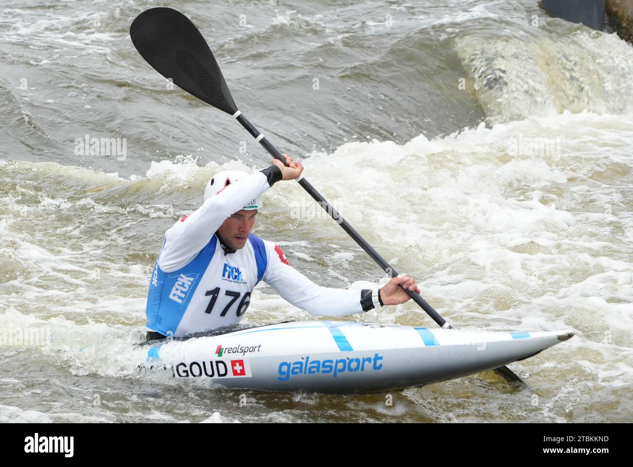 DOUGOUD MARTIN    OF CK VILLERS LE LAC Qualification 1 Kayak homme Elite during the French championships Slalom and Kayak Cross, Canoe event on October 20, 2023 at Stade d'eaux vives in Cesson-Sévigné, France - Photo Laurent Lairys / DPPI Stock Photo
