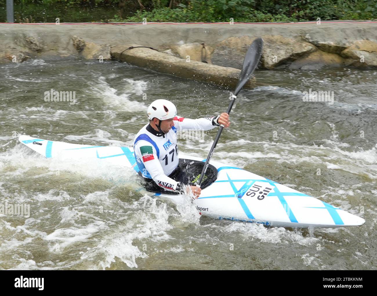 DOUGOUD MARTIN    OF CK VILLERS LE LAC Qualification 1 Kayak homme Elite during the French championships Slalom and Kayak Cross, Canoe event on October 20, 2023 at Stade d'eaux vives in Cesson-Sévigné, France - Photo Laurent Lairys / DPPI Stock Photo