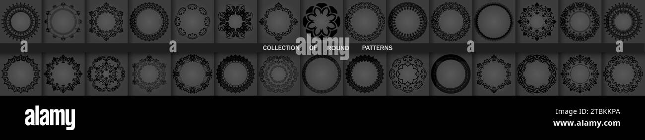 Vintage set of vector round elements. Different elements for design ...