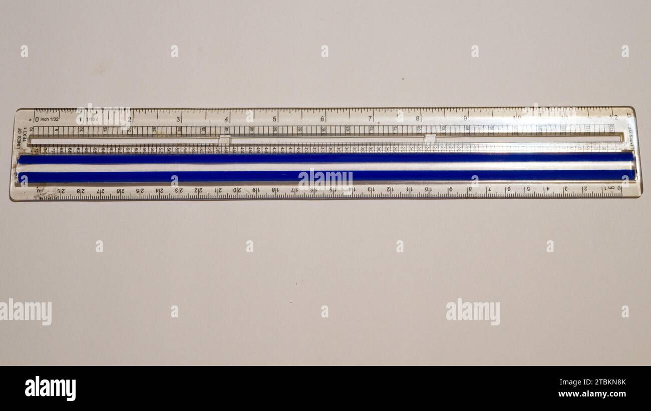 A High Angle View of a Plastic Ruler Stock Photo