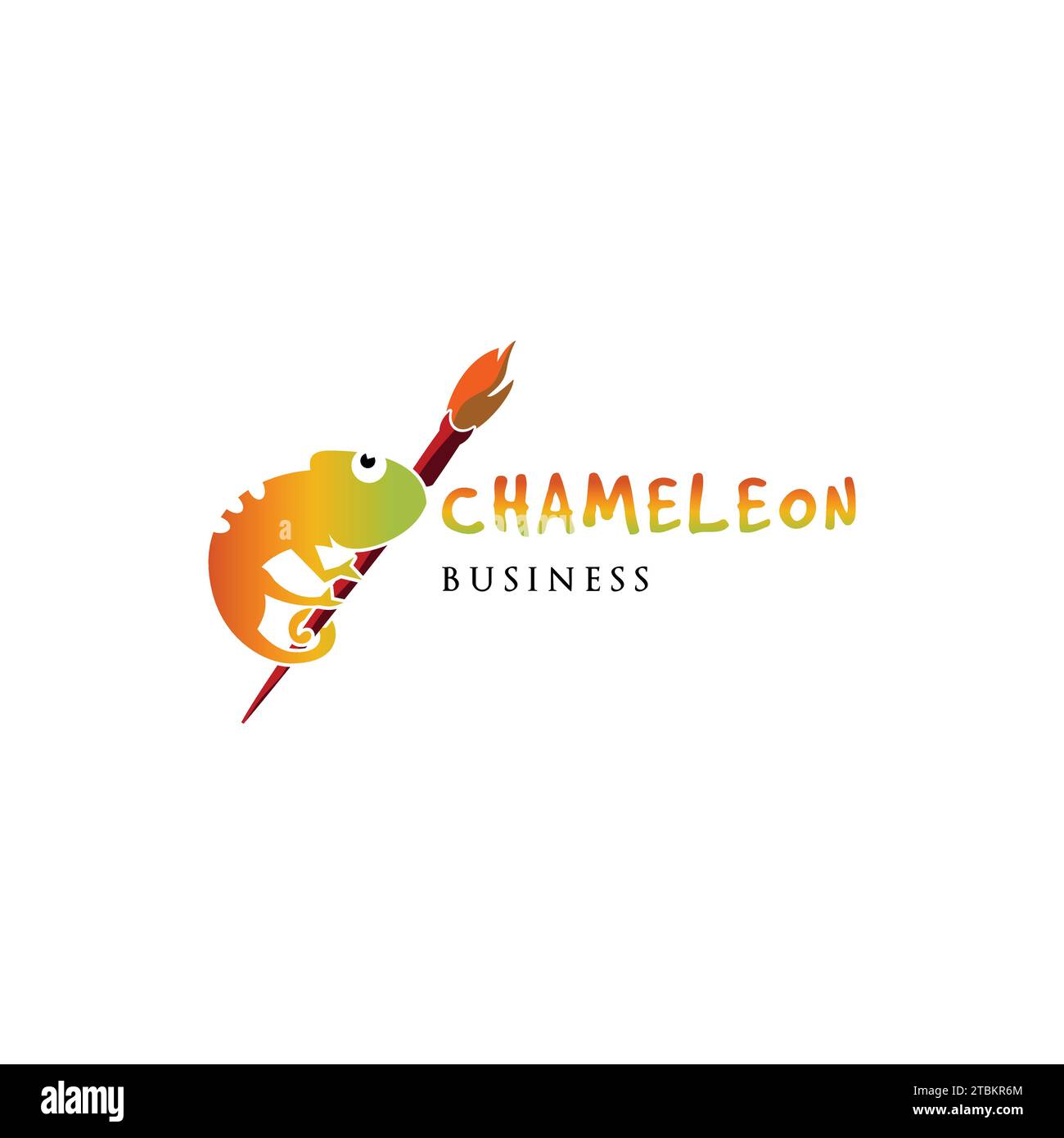 Chameleon and Brush Icon Logo Design Template Stock Vector