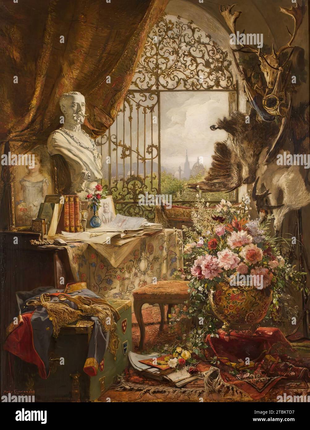 Still life with bust of Crown Prince Rudolf, 1890 Stock Photo - Alamy