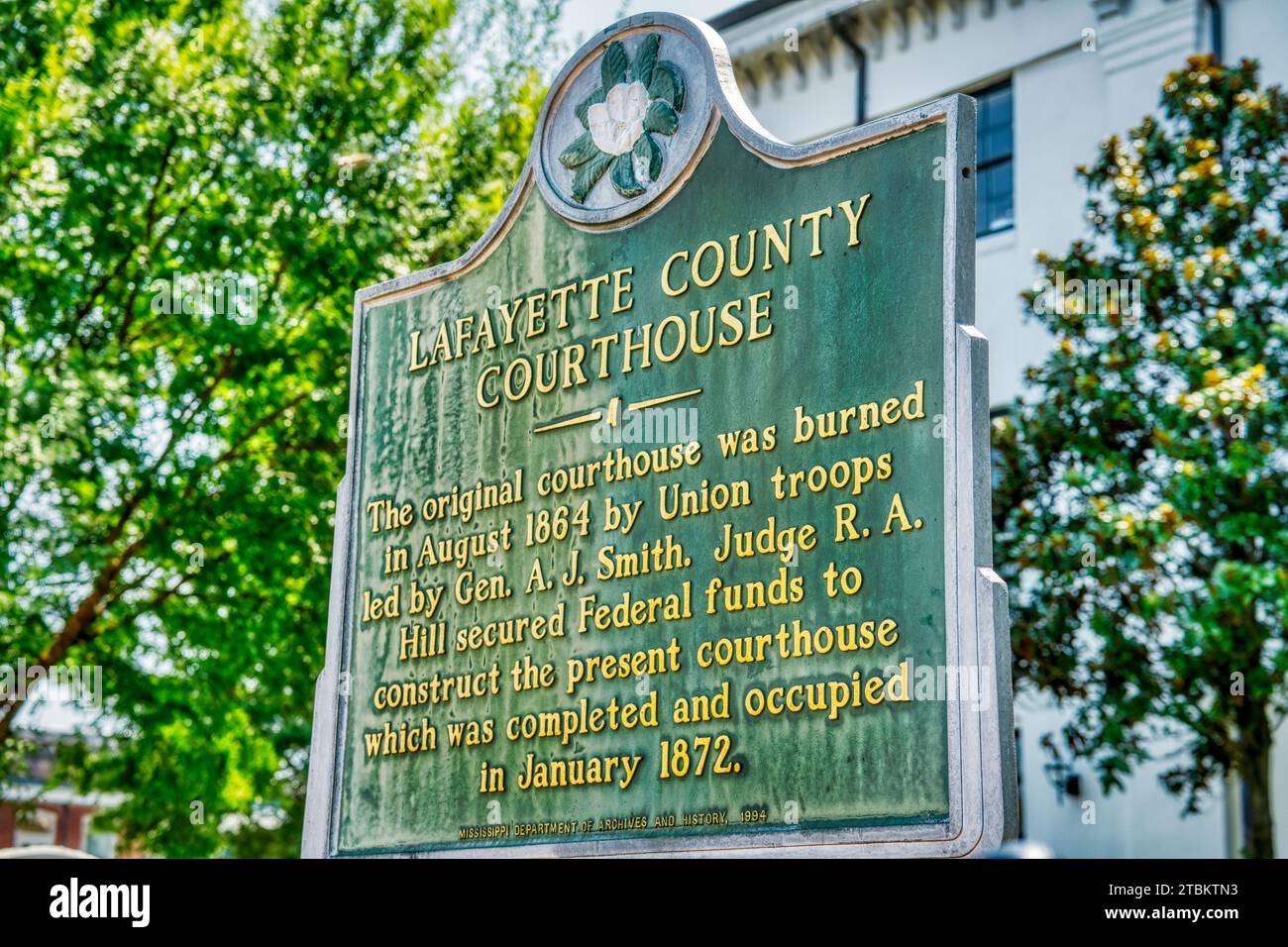 Historical Marker giving its history outside the Lafayette County
