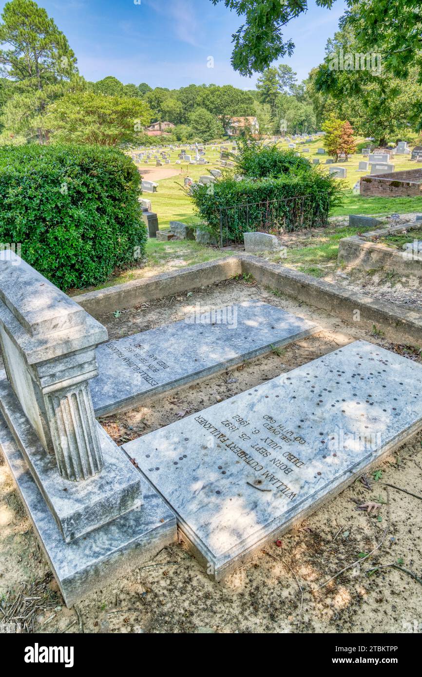 The graves of William Faulkner, one of America’s greatest authors, and