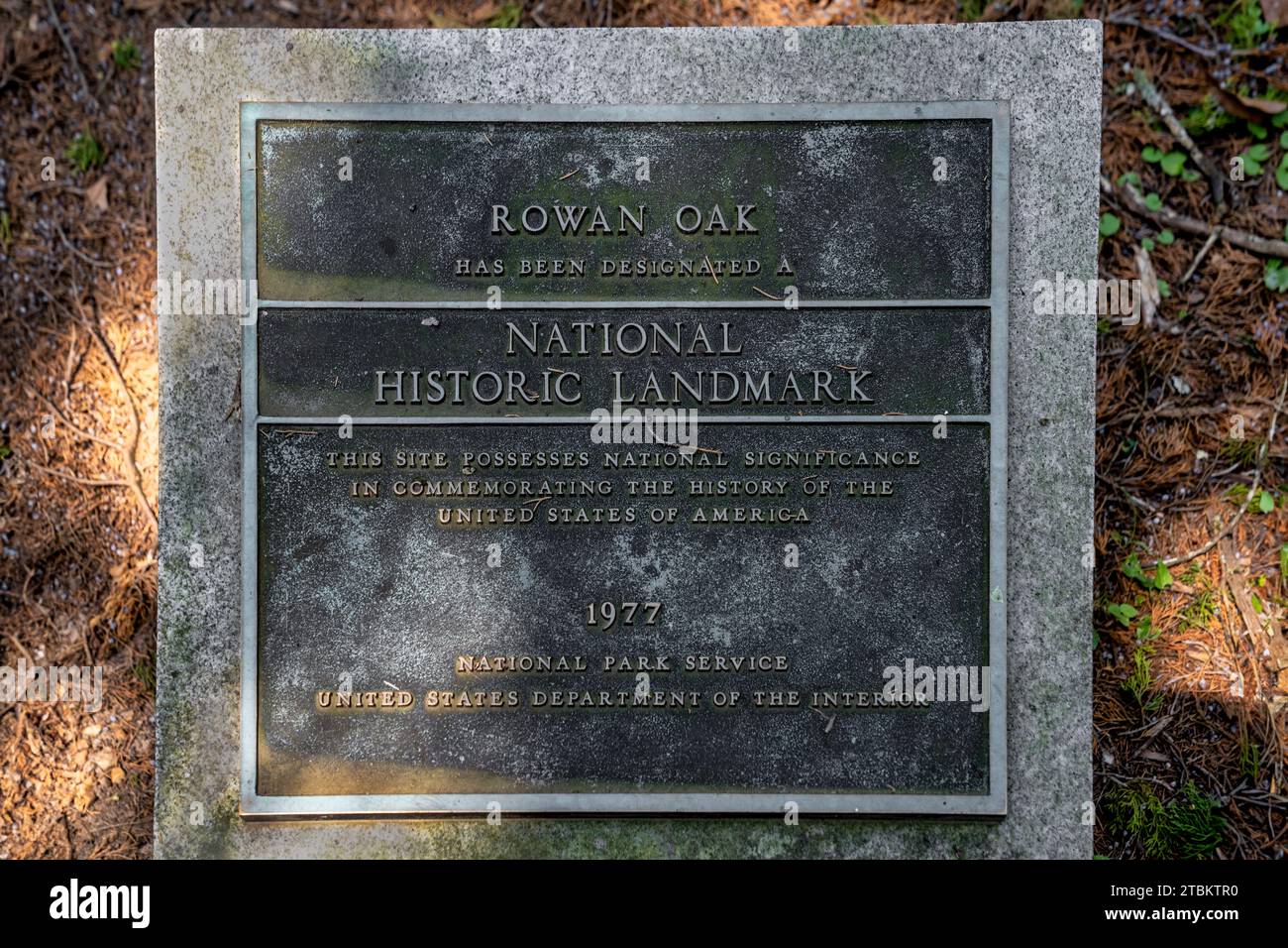 National Historic Landmark plaque at Rowan Oak, the home of William