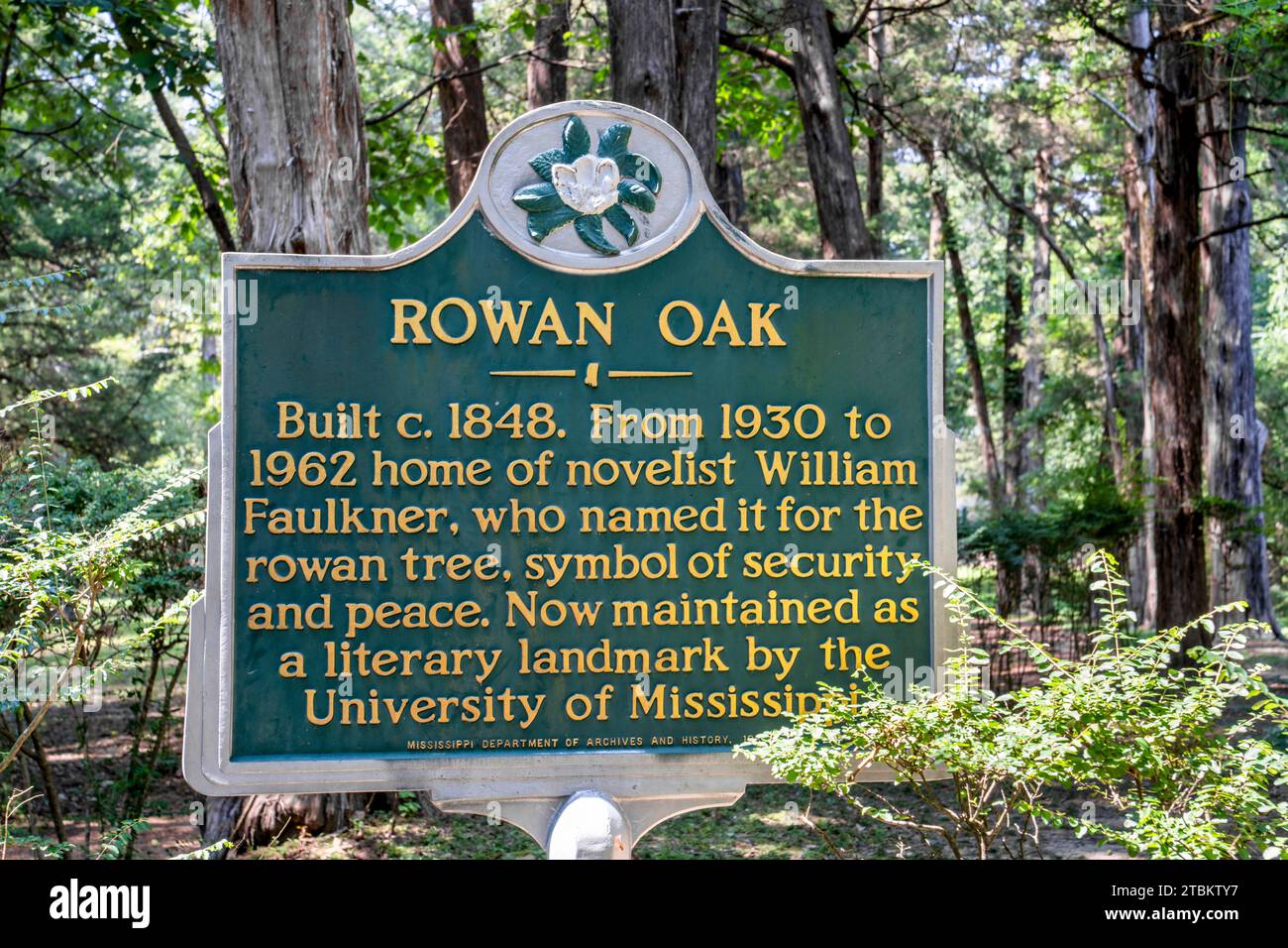 Historical Marker at Rowan Oak, the home of William Faulkner, one of
