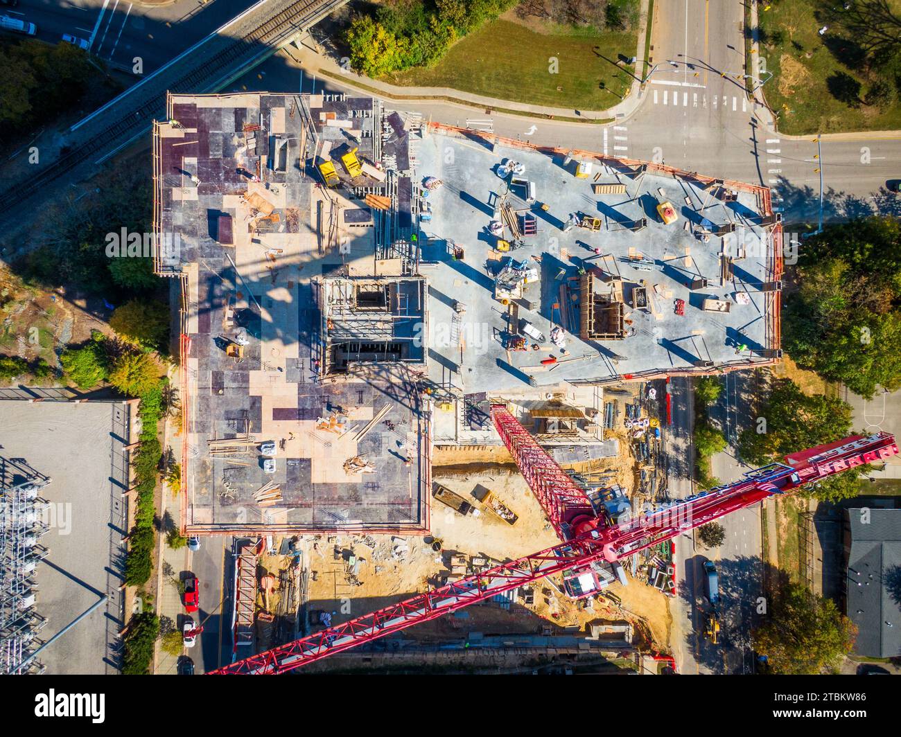 Drone images of downtown raleigh skyline and construction Stock Photo