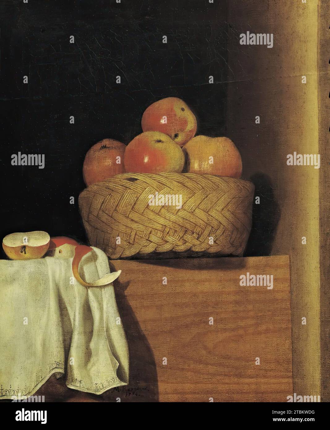 Still life with apple basket, 1754 Stock Photo - Alamy