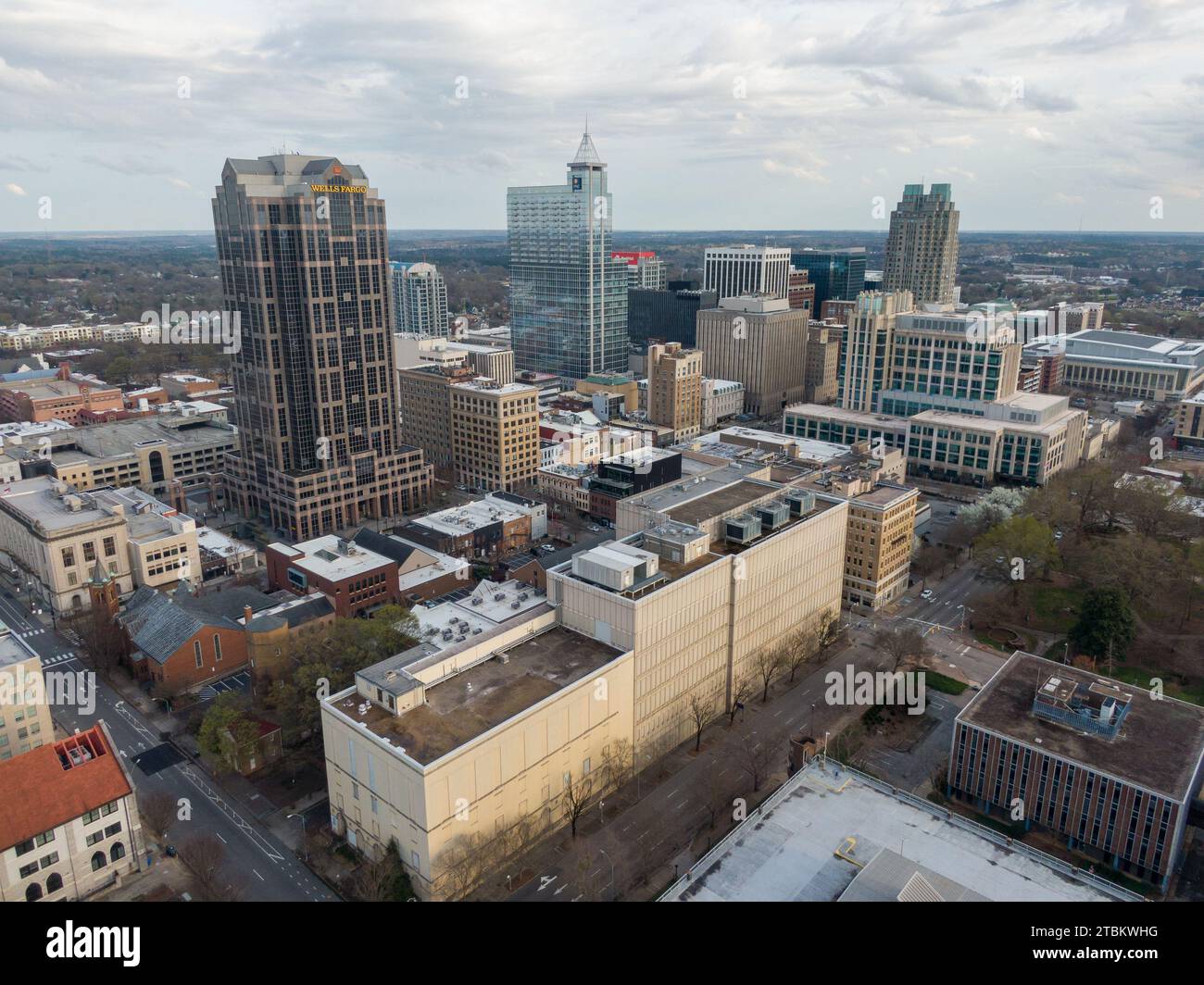 Drone images of downtown Raleigh NC skyline and high rise construction Stock Photo Alamy