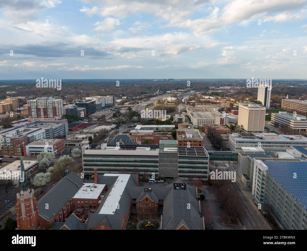 Drone images of downtown Raleigh NC skyline and high rise construction Stock Photo Alamy