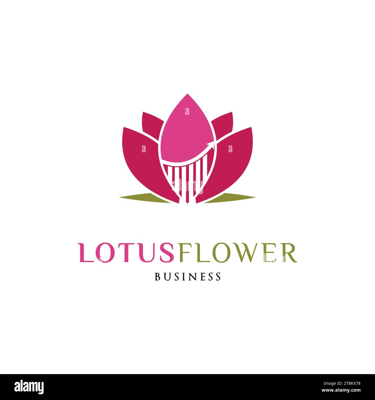 Statistical Lotus Flower Icon Logo Design Template Stock Vector