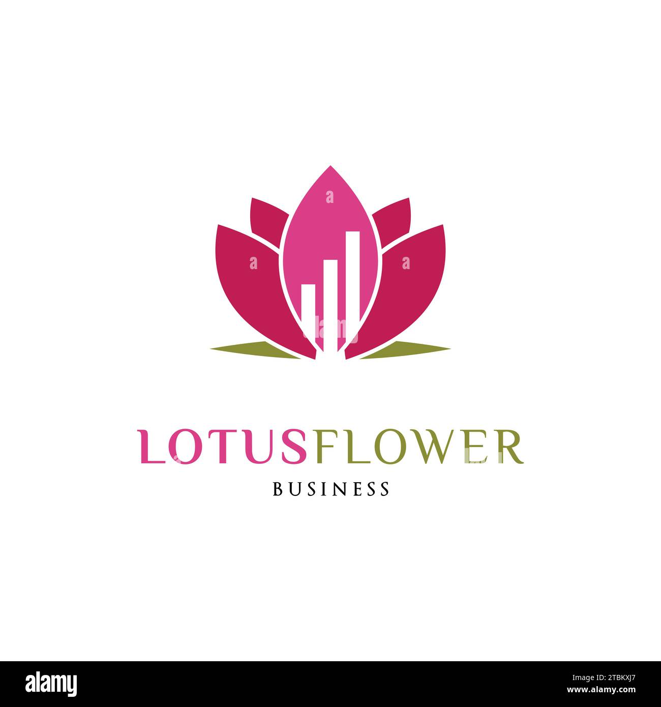 Statistical Lotus Flower Icon Logo Design Template Stock Vector