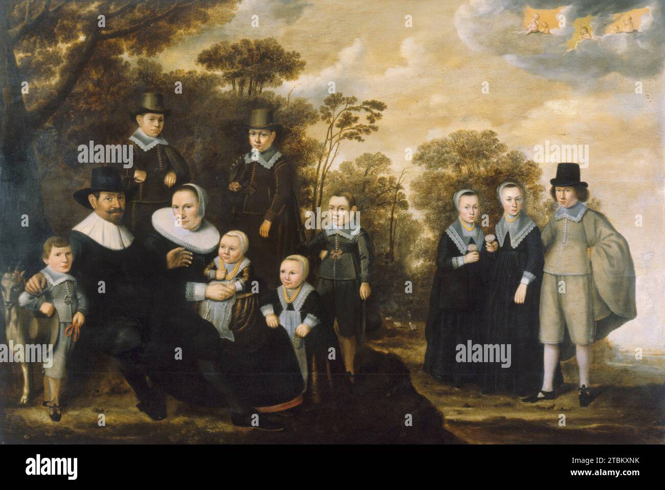 Portrait of a Family, 1635-1640. It was in the Dutch Republic that the family portrait first became a significant subject, particularly among the middle class. This is due, in part, to the important role of women in Dutch society as well as to the prosperity and political power of the middle class. Stock Photo