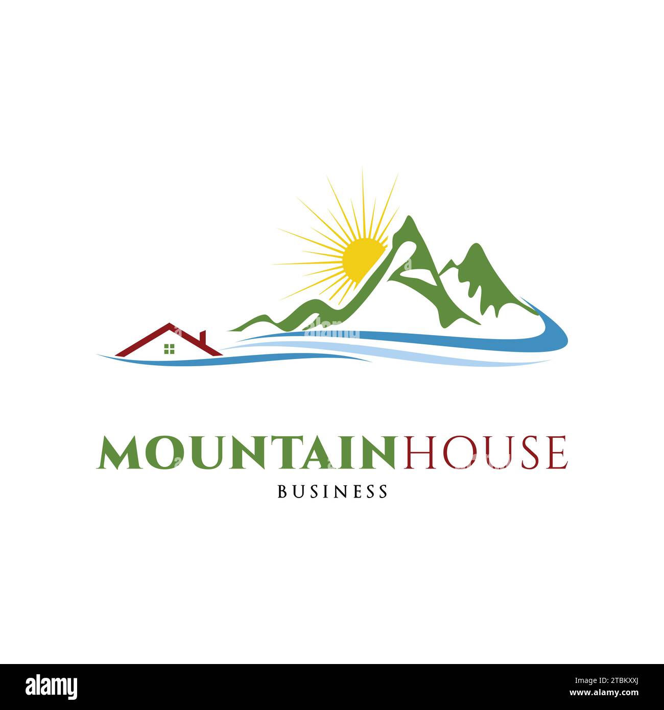 Mountain with House Icon Logo Design Template Stock Vector