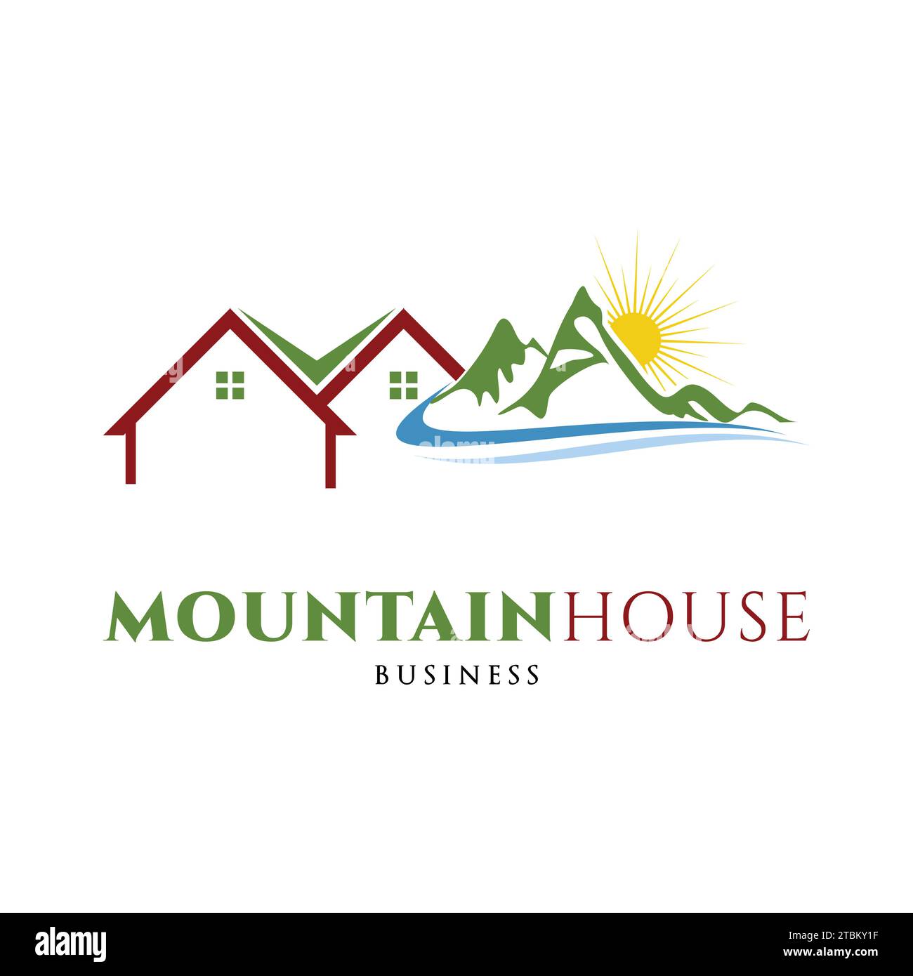 Mountain with House Icon Logo Design Template Stock Vector