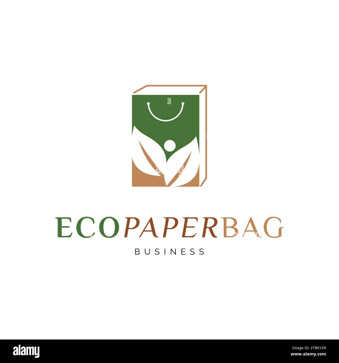 Paper Bag Leaf People Icon Logo Design Template Stock Vector