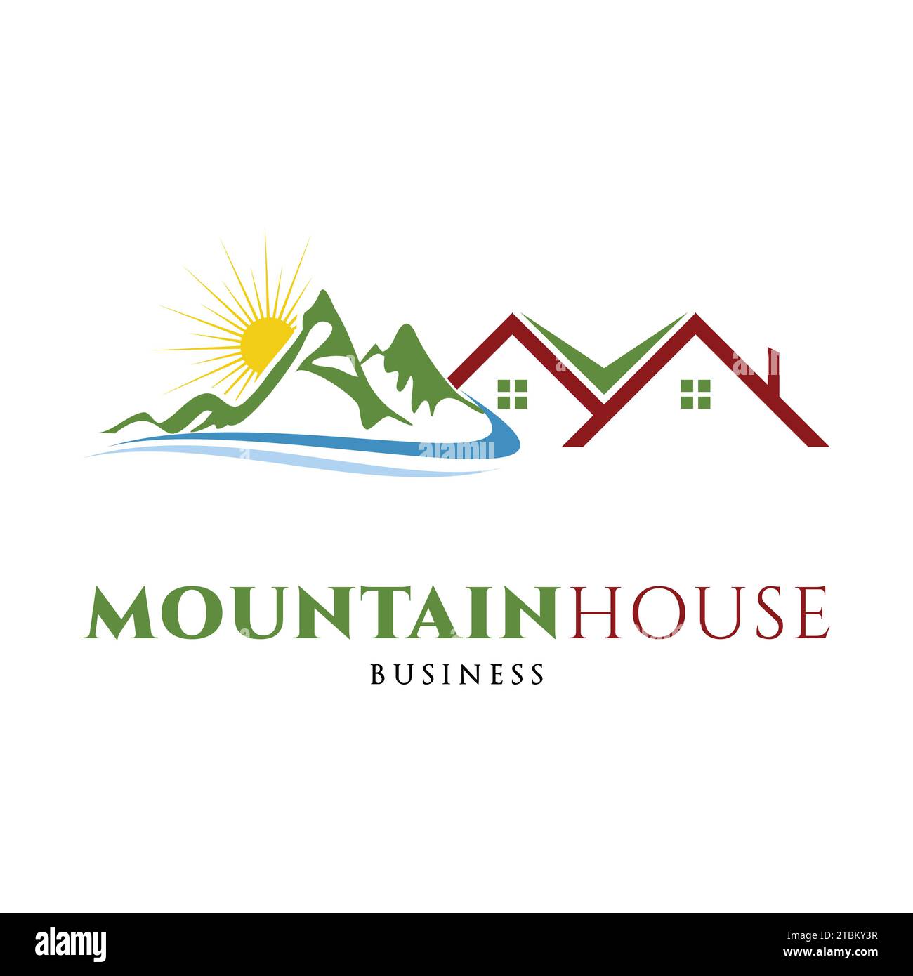 Mountain with House Icon Logo Design Template Stock Vector