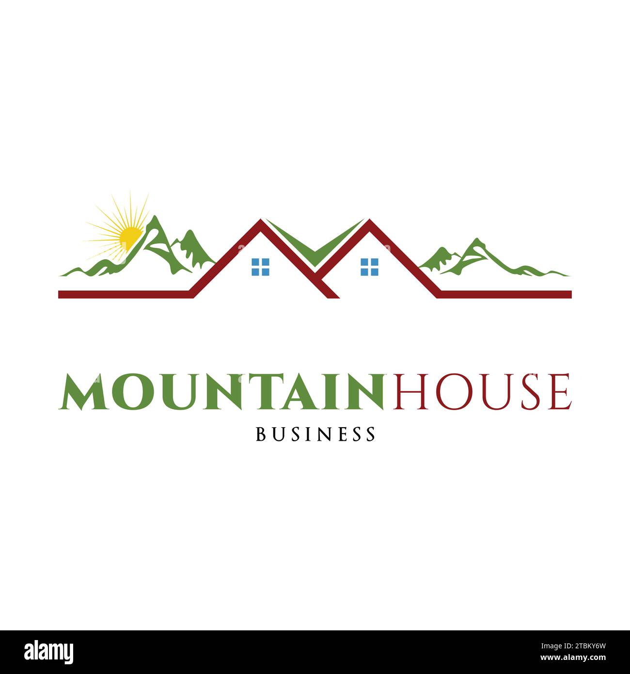 Mountain with House Icon Logo Design Template Stock Vector