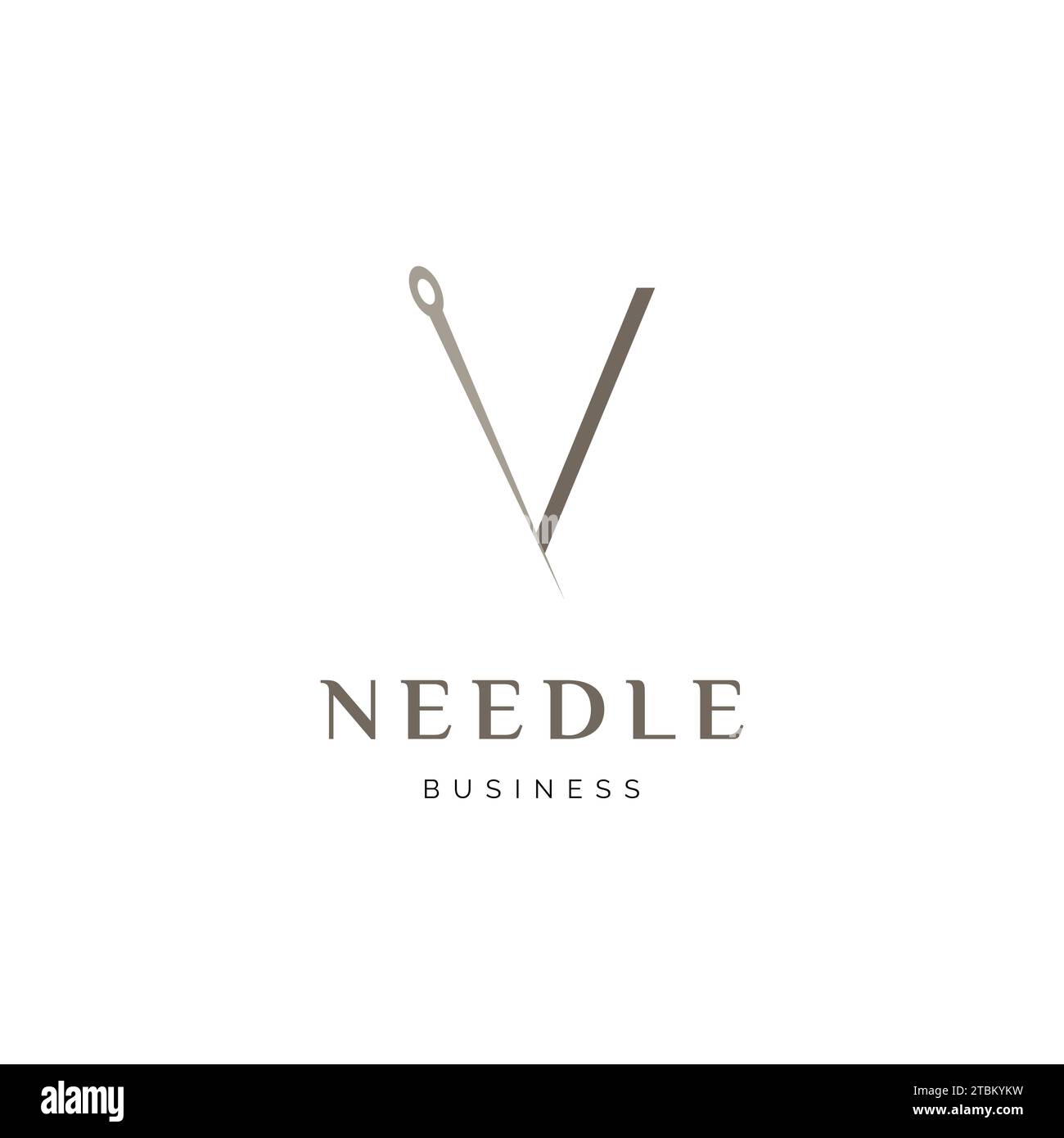 Initial Letter V Needle Icon Logo Design Template Stock Vector