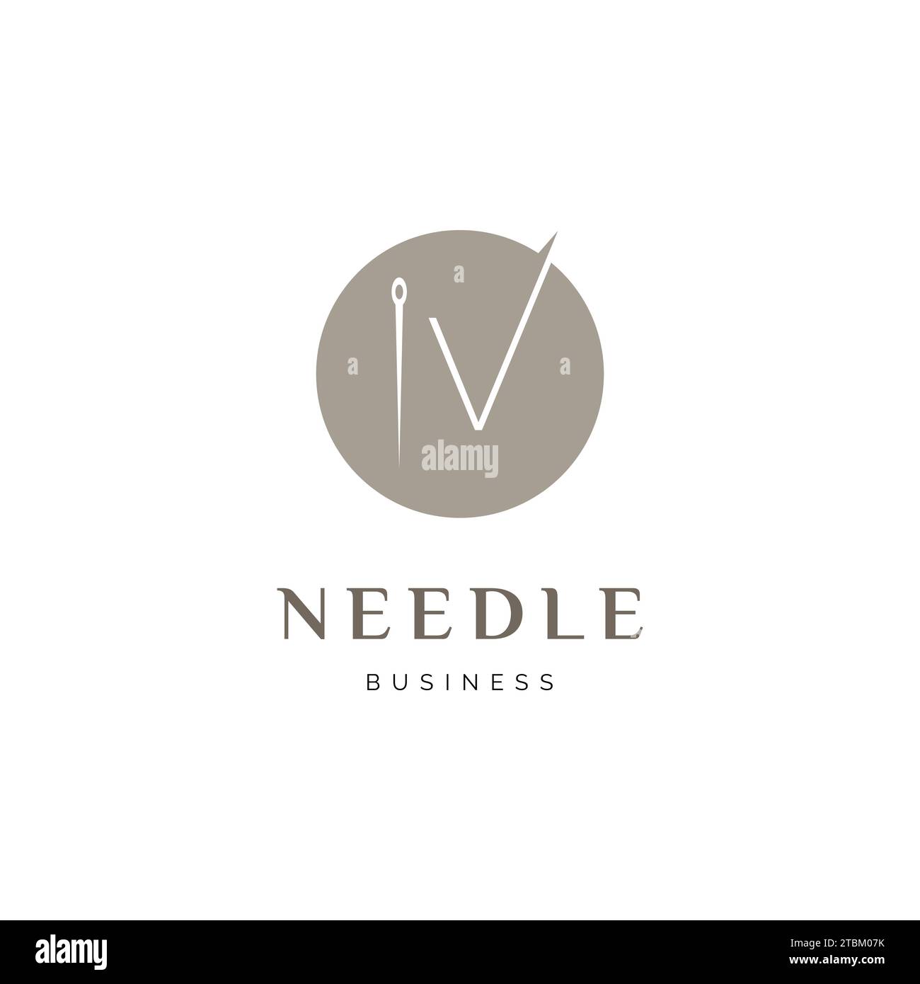 Initial Letter V Needle Icon Logo Design Template Stock Vector