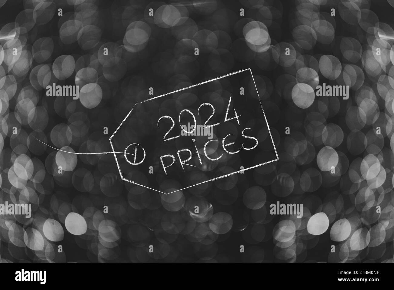 2024 inflation and recession conceptual image, label with 2024 Prices