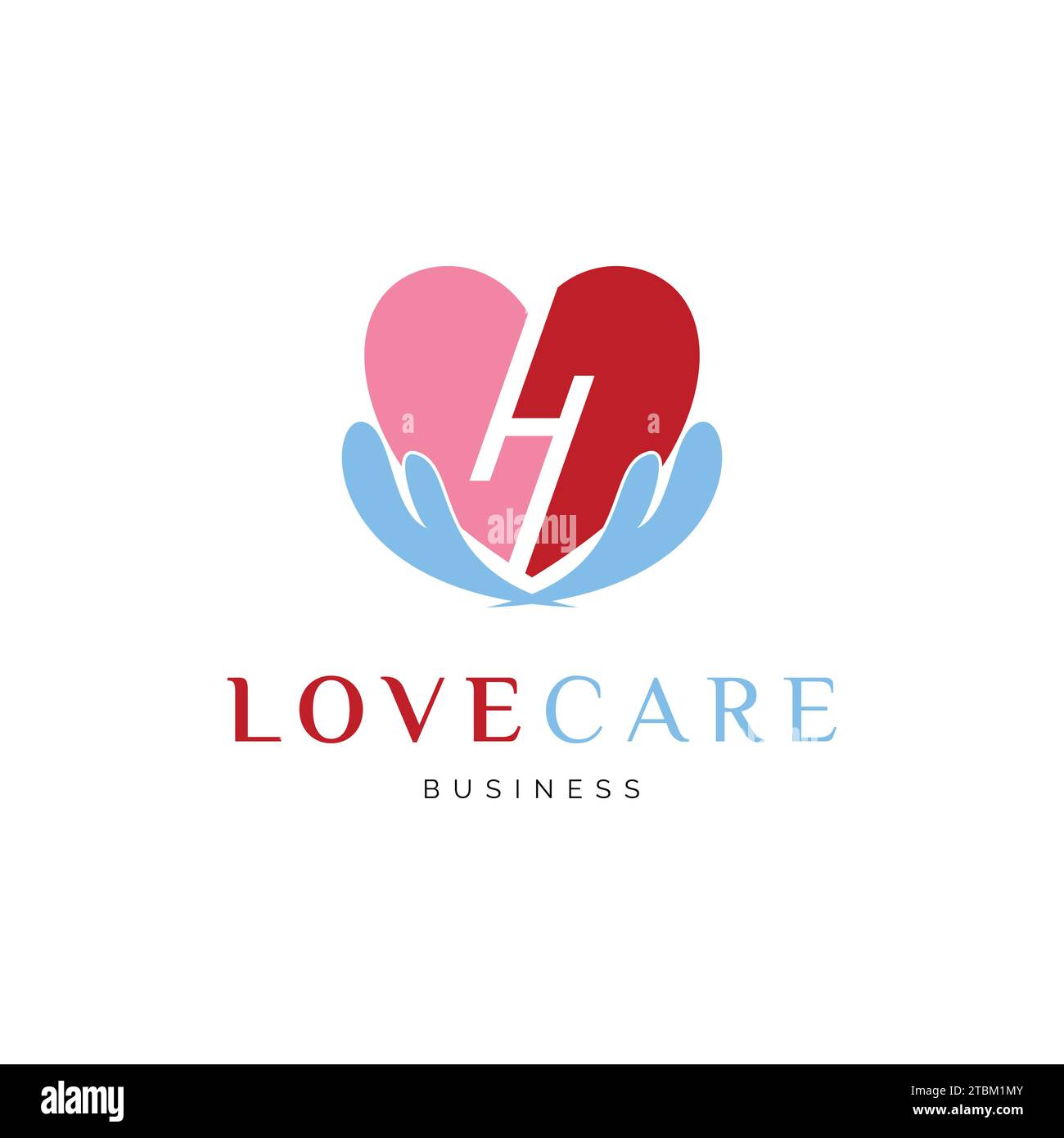 Initial Letter H Love Care Icon Logo Design Template Stock Vector