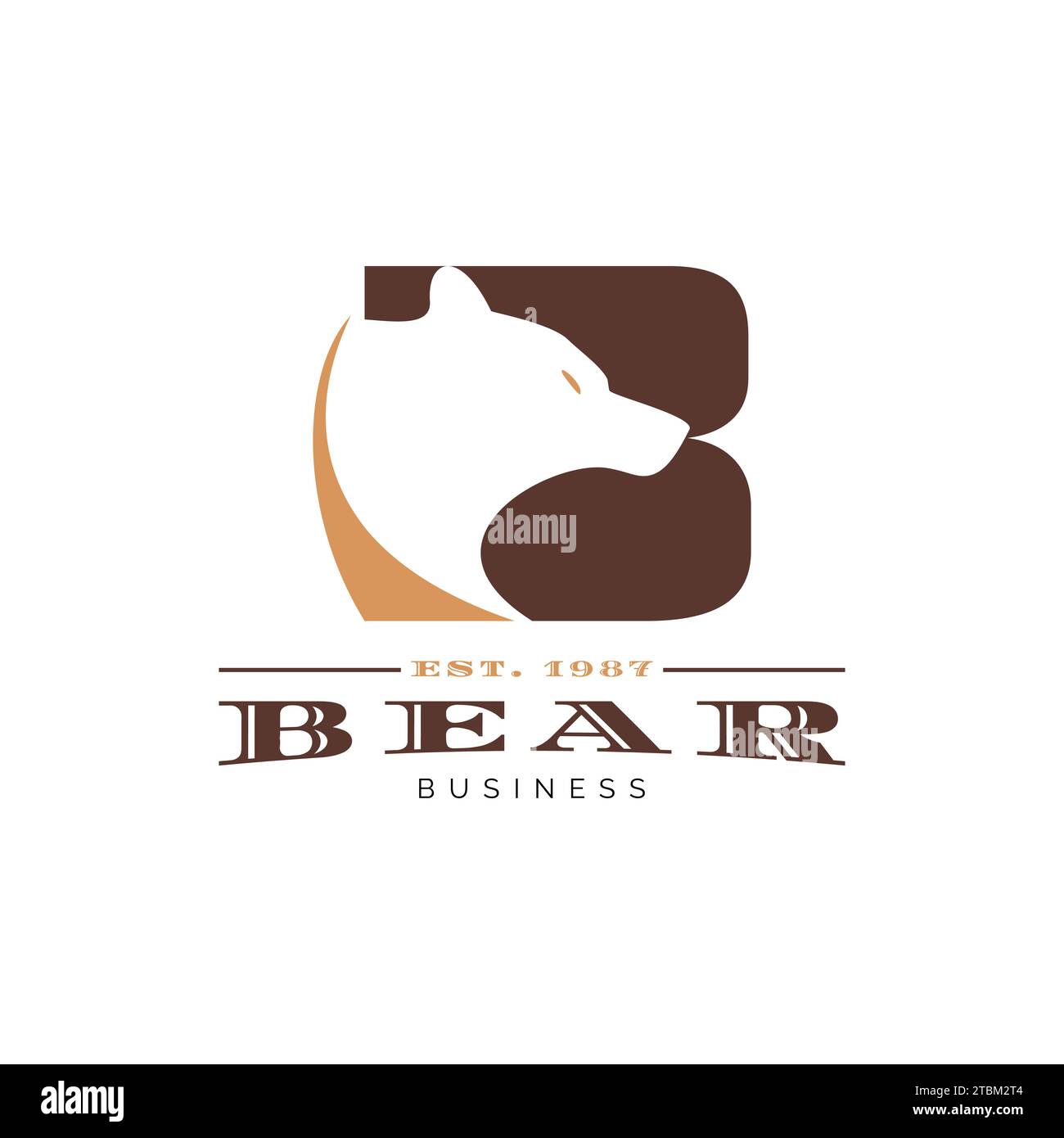 Initial Letter B Bear Icon Logo Design Template Stock Vector