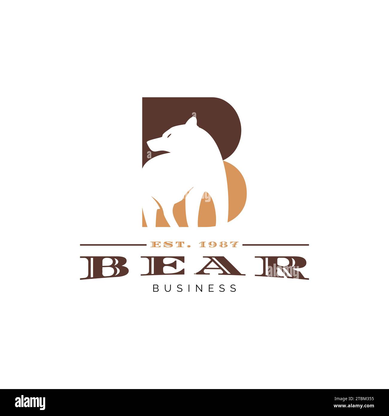 Initial Letter B Bear Icon Logo Design Template Stock Vector