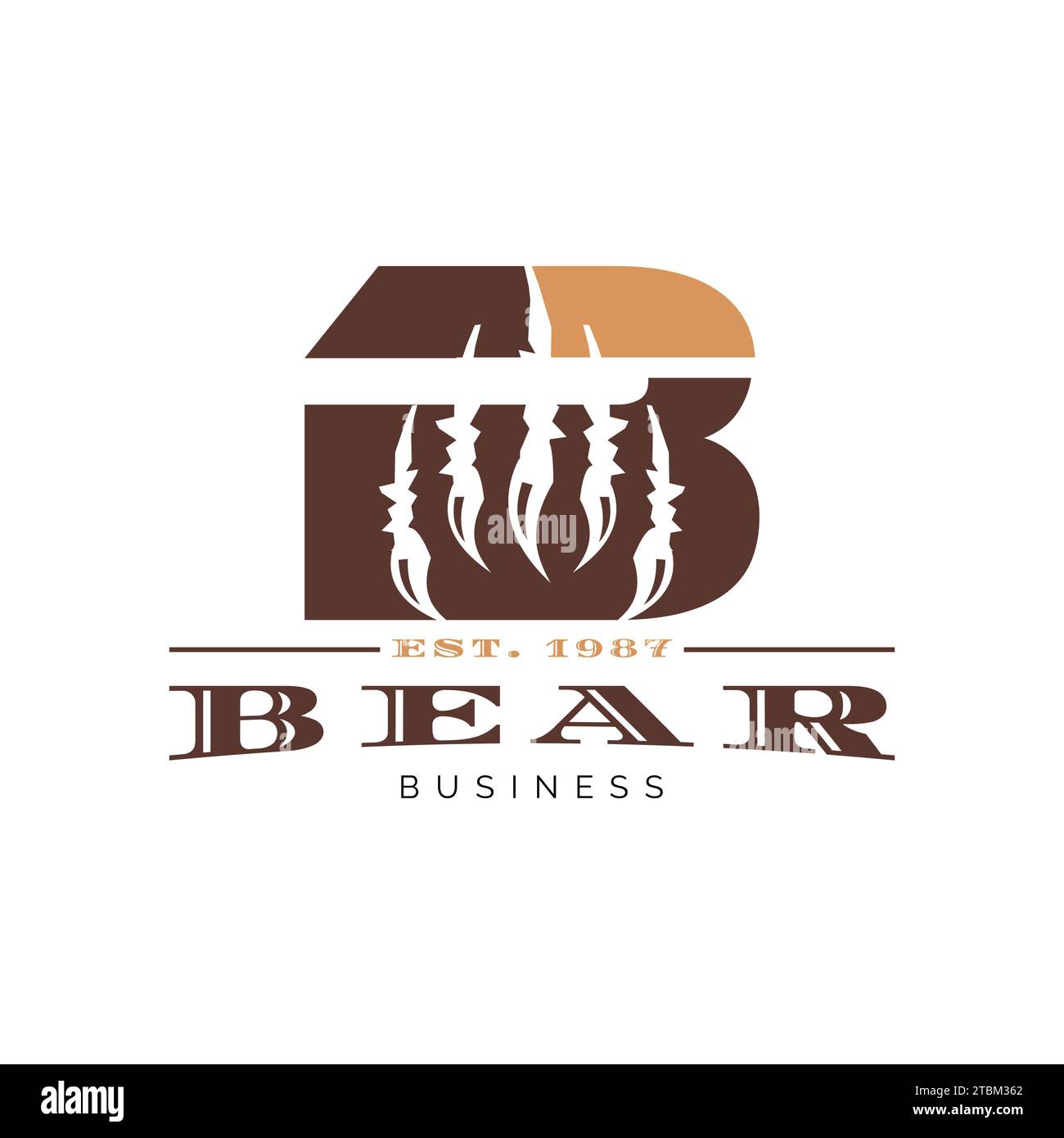 Initial Letter B Bear Claw Icon Logo Design Template Stock Vector