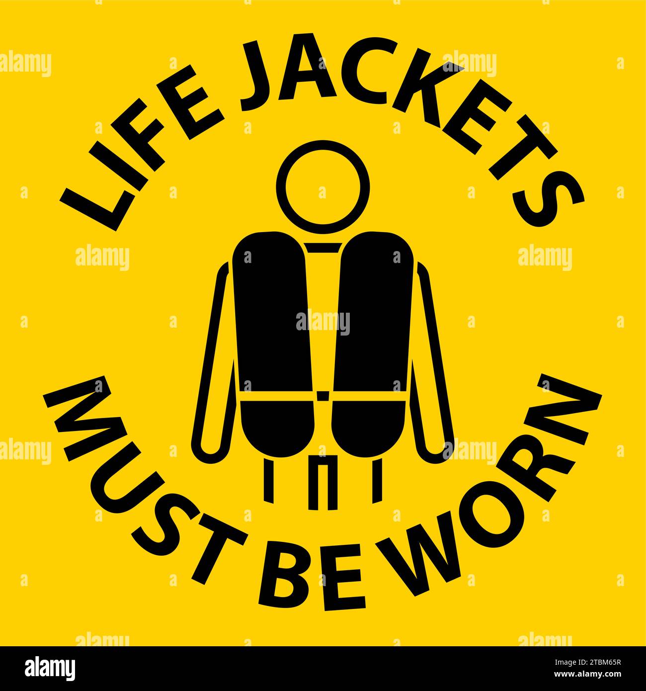 Water Safety Sign Caution, Life Jackets Must Be Worn Stock Vector