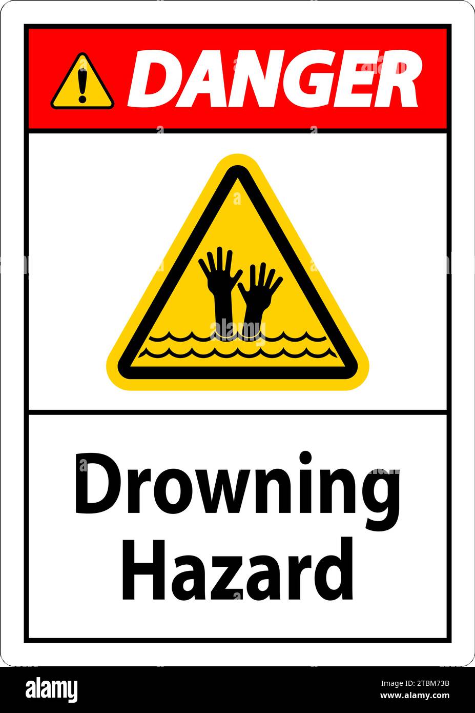 Beach Safety Sign Danger - Drowning Hazard Stock Vector