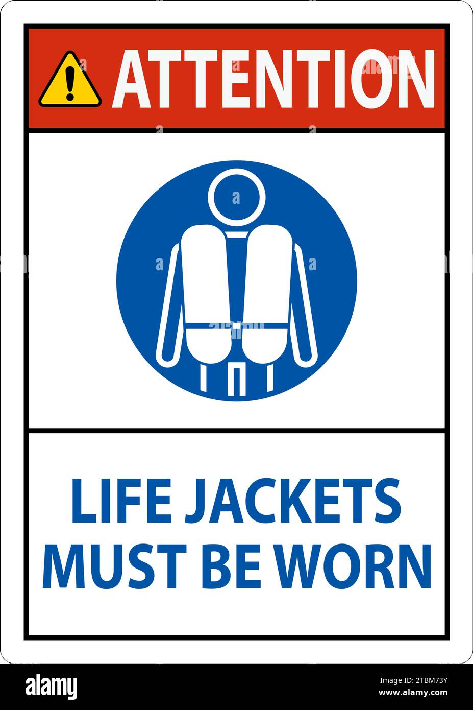 Water Safety Sign Attention, Life Jackets Must Be Worn Stock Vector ...