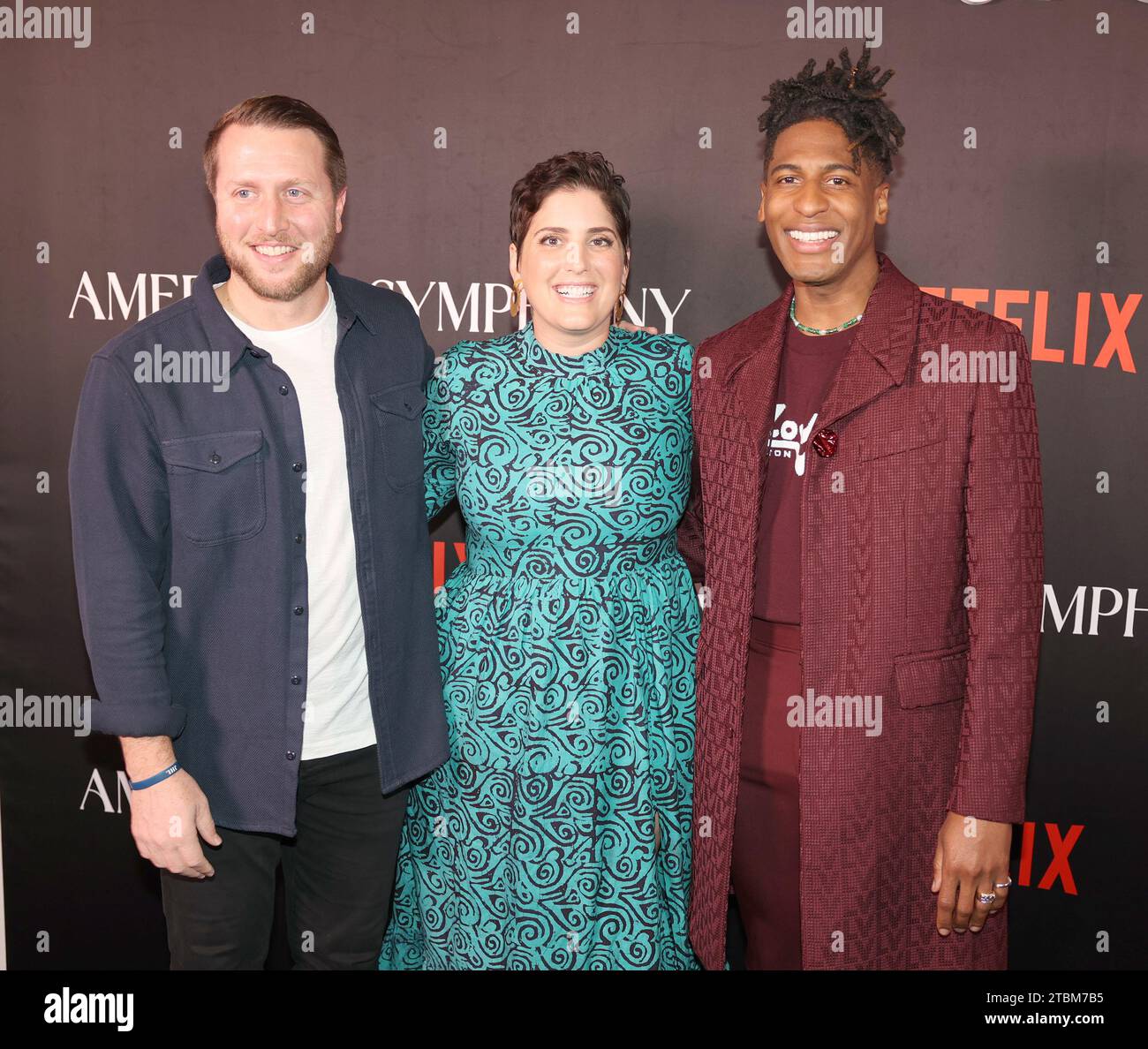 New Orleans, USA. 07th Dec, 2023. Matthew Heineman (director), Jon Batiste and Suleika Jaouad all participate in red carpet activities for a special screening of the Netflix documentary “American Symphony” at the Orpheum Theater in New Orleans, Louisiana on Thursday, December 7, 2023. (Photo by Peter G. Forest/Sipa USA) Credit: Sipa USA/Alamy Live News Stock Photo