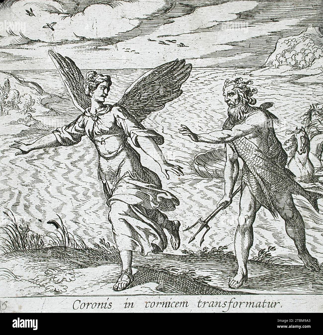 The Daughter of Coroneus Changed into a Crow, published 1606. Series ...